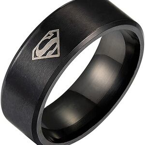 Black Size 9 1/2 Superman Ring for Men